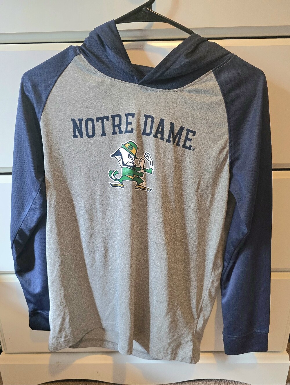 Kids Notre Dame Hooded Pullover Sweatshirt Performance Material Size 10-12